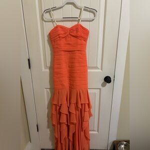 Halston Heritage Strapless Orange Dress